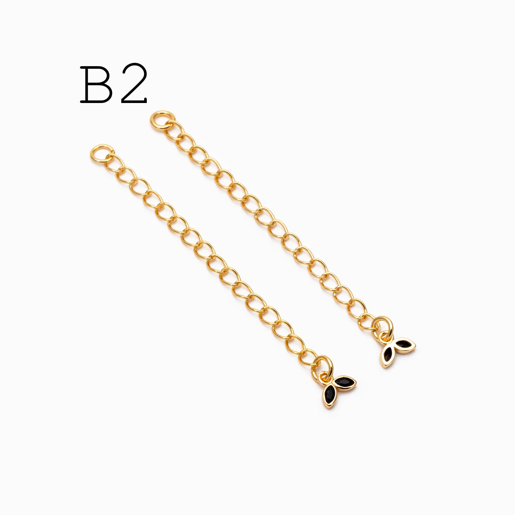 4pcs Gold/ Silver Tone Extender Chain, Gold/ Rhodium plated Brass, Necklace Bracelet Extension Chain (GB-4711)